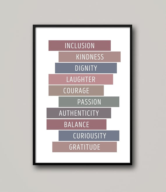 Classroom Values Book Stack Poster, Boho Aesthetic
