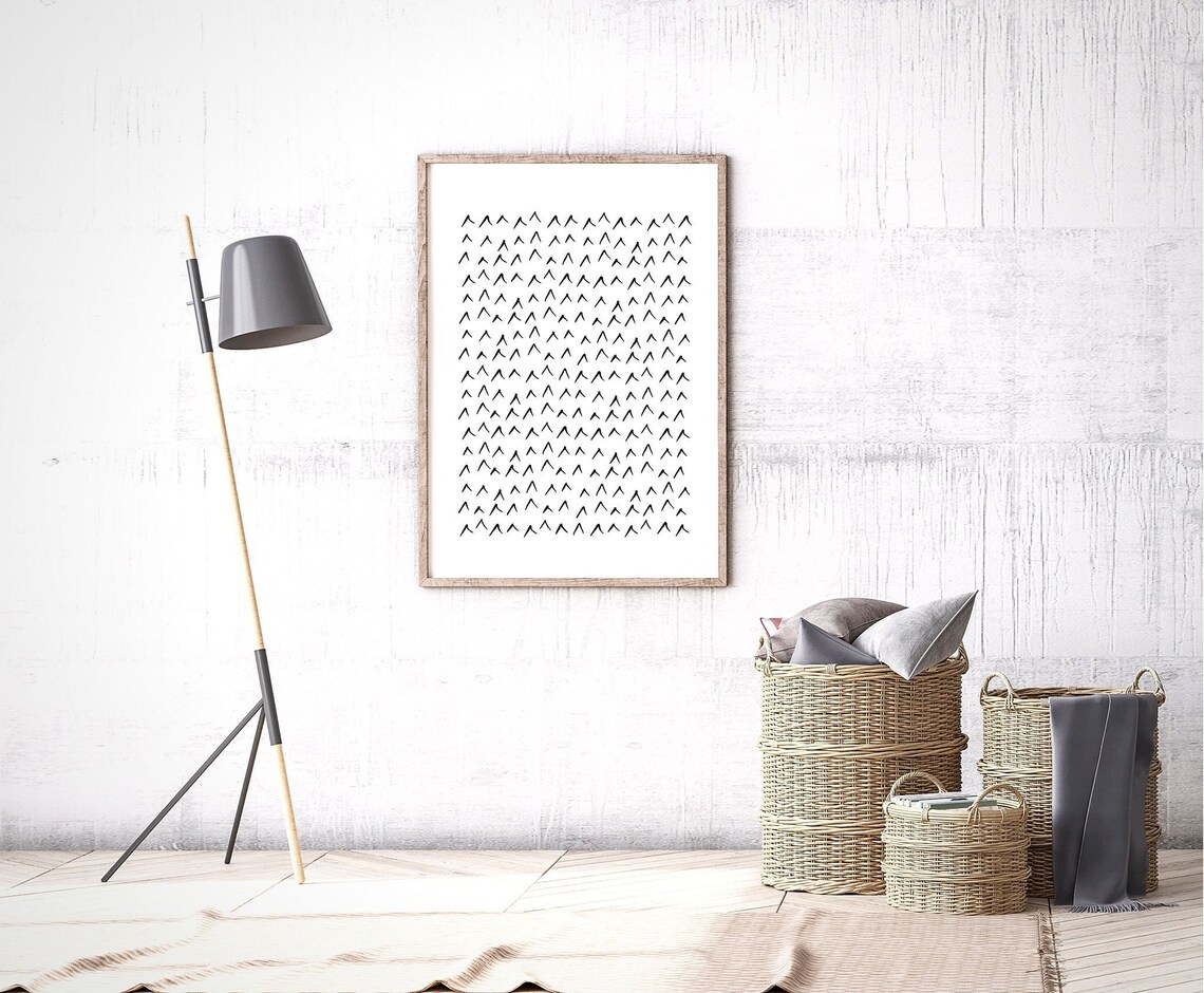 Abstract Geometric Line Art Pattern Modern Minimalist Contemporary Print Arrow Ink Scribble Shape Black White Decor Instant - Image 4