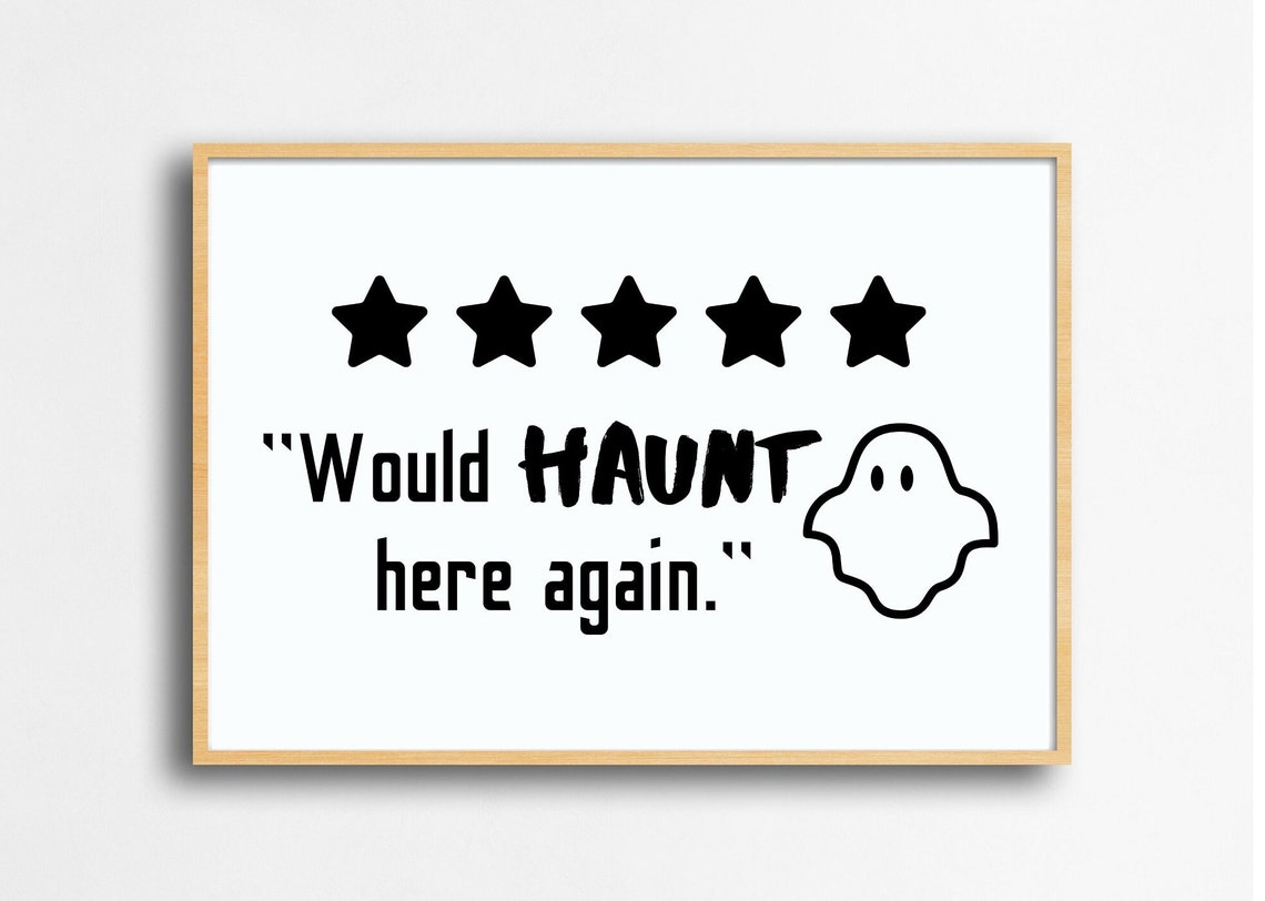 Would Haunt Here Again Five Star Ghost Halloween Wall Decor Poster - Image 4