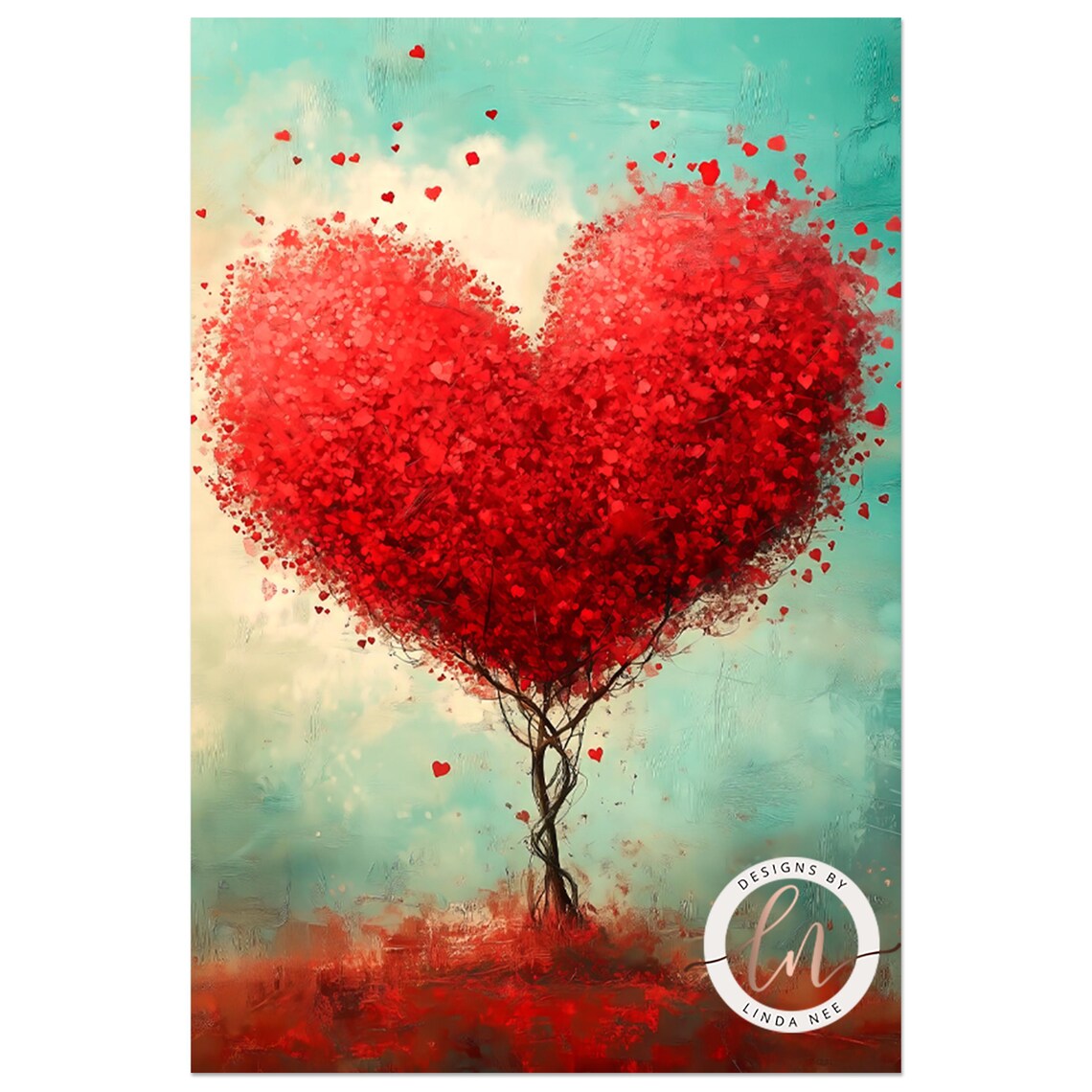 Whimsical Heart Tree Valentine's Day Love Art Print - Image 4