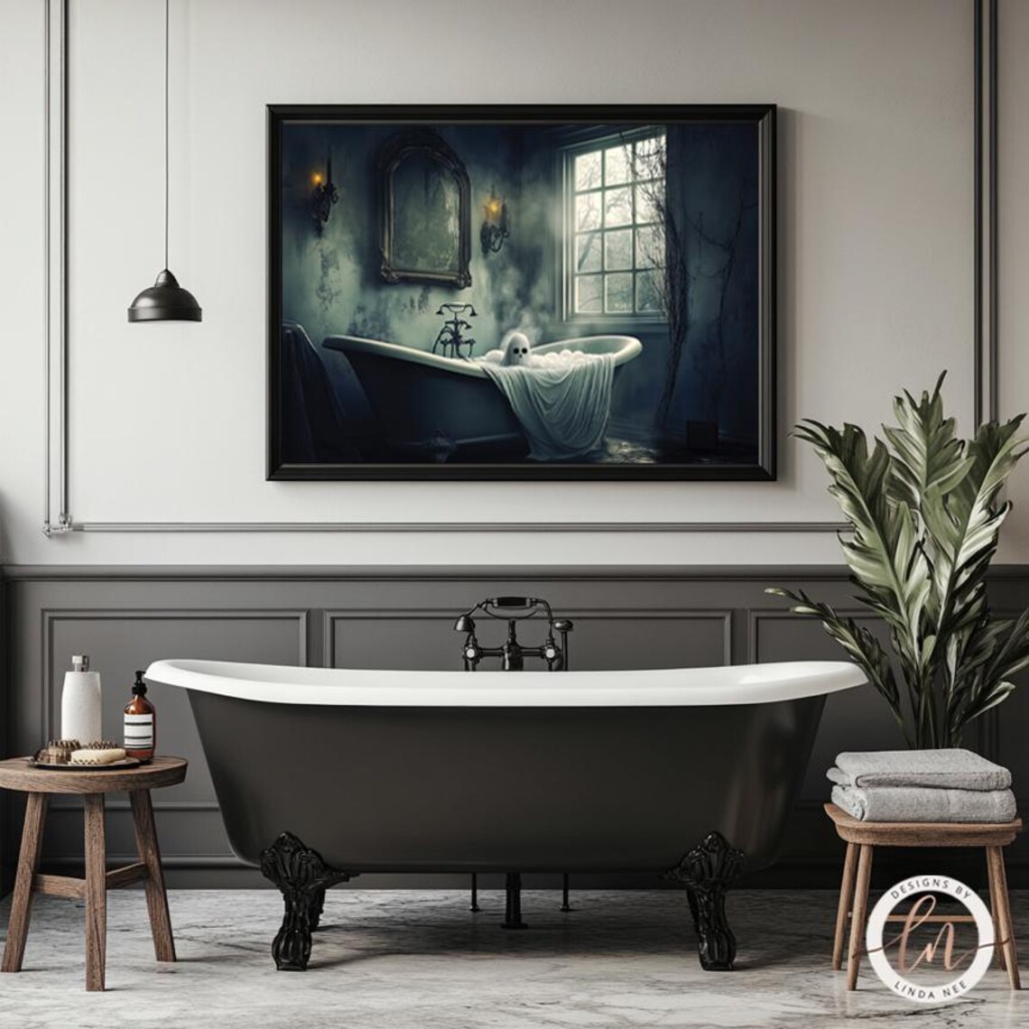 Ghost in the Bathtub, Gothic Halloween Poster - Image 5