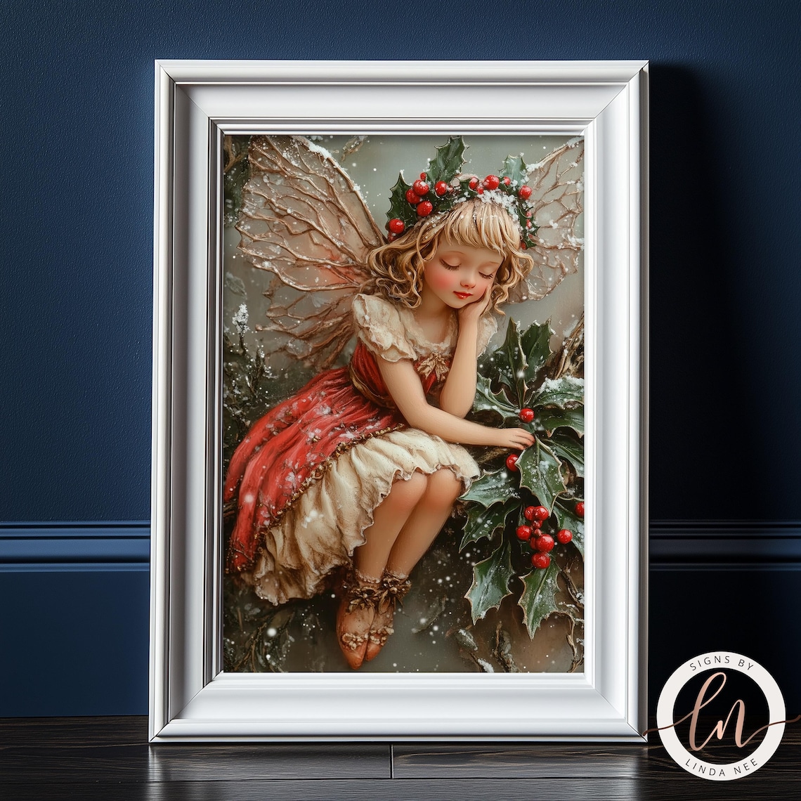 Christmas Fairy, Light Academia Holiday Art Print - Image 3