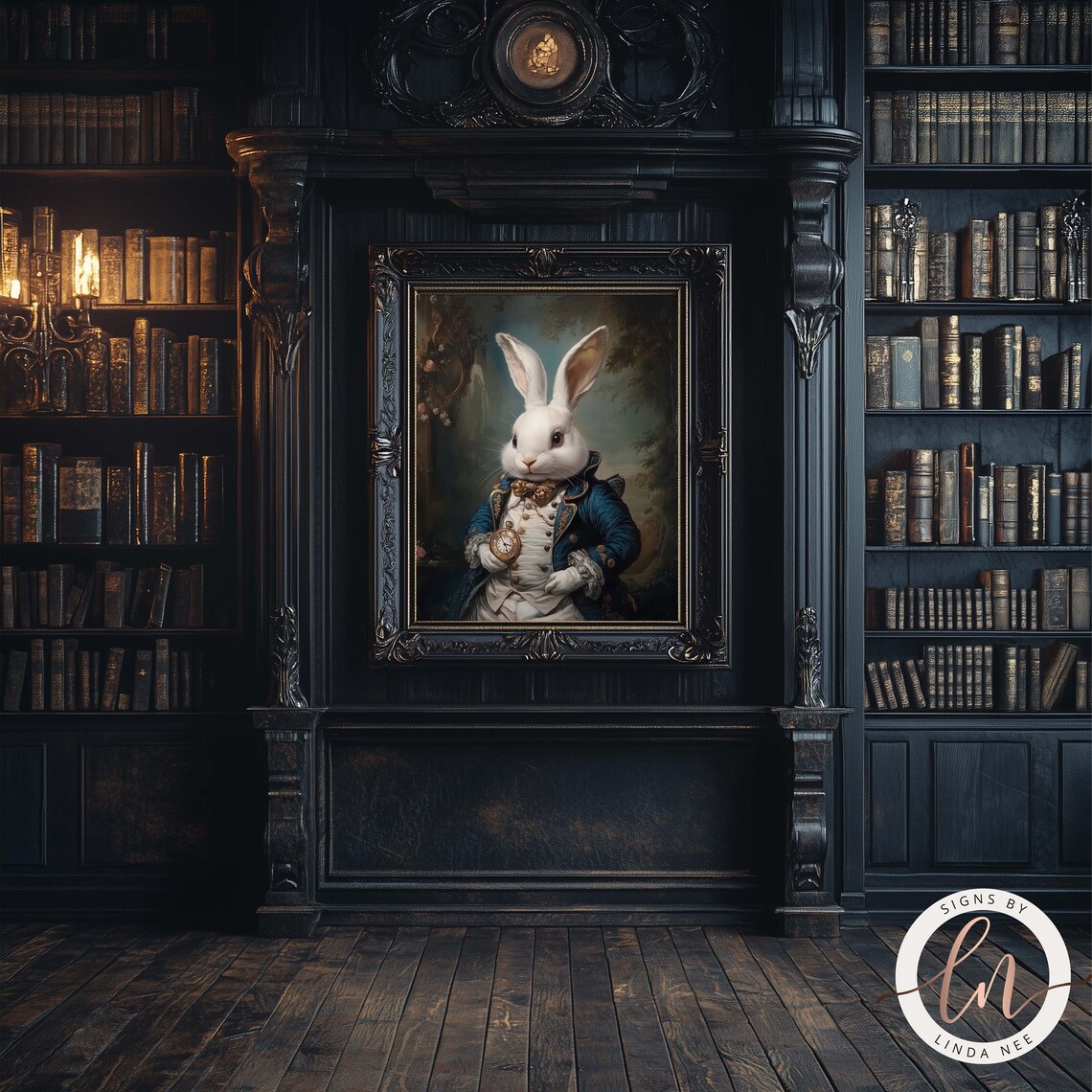 White Rabbit Victorian Portrait, Alice In Wonderland Art Print - Image 3