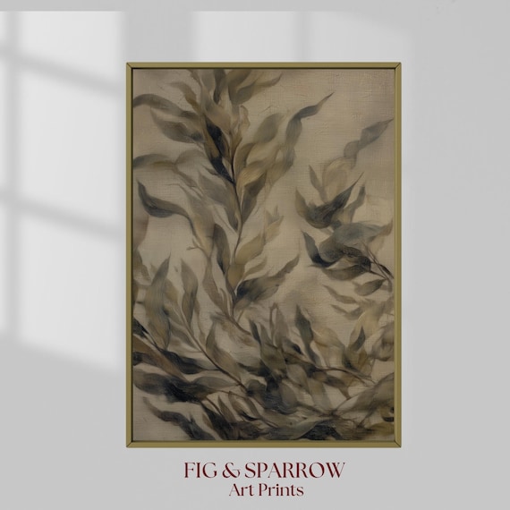 Muted Botanical Branch Painting Earthy Neutral Botanical Art Print