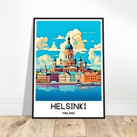 Helsinki Travel Print Poster Finnish Art Finland Lover Gift Wall Hanging Home Office Desk Decor City Illustration