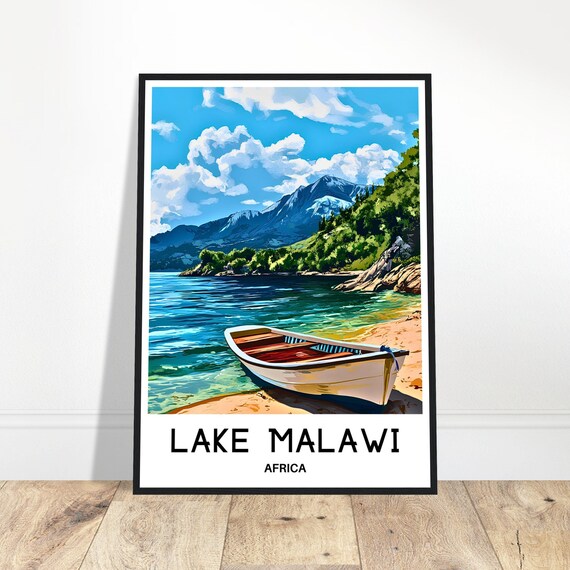 Lake Malawi Travel Print Lake Malawi Poster African Art Print Africa Lover Gift Wall Hanging Art Home Office Decor Lake Malawi Illustration