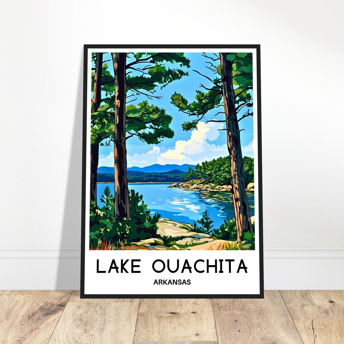Lake Ouachita Travel Poster, Arkansas Lake Scene