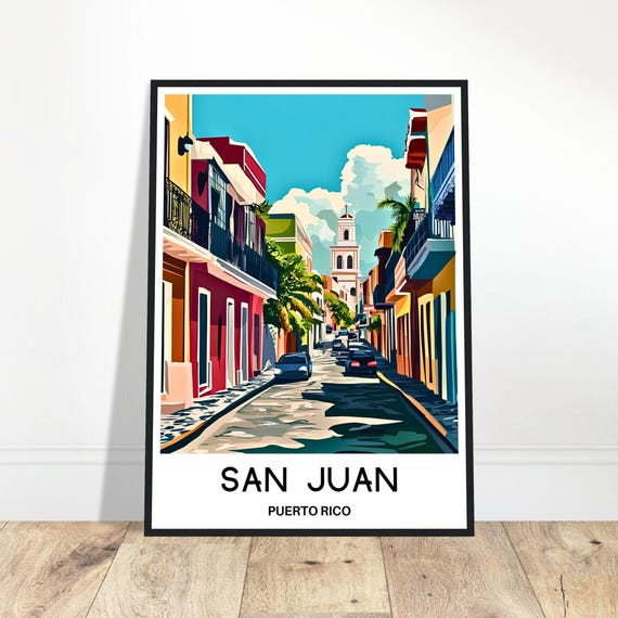 San Juan Travel Print Poster Caribbean Art Lover Gift Wall Hanging Home Office Decor Puerto Rico Illustration