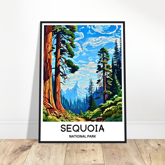 Sequoia National Park Travel Print Poster Art Lover Gift Wall Hanging Home Decor Illustration