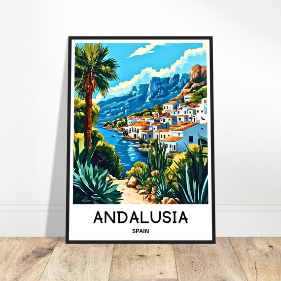 Andalusia Travel Print Poster Spanish Art Spain Lover Gift Wall Hanging Illustration Home Office Desk Decor