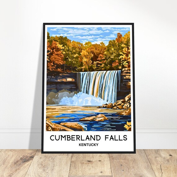 Cumberland Falls Kentucky Autumn Waterfall Travel Art Poster
