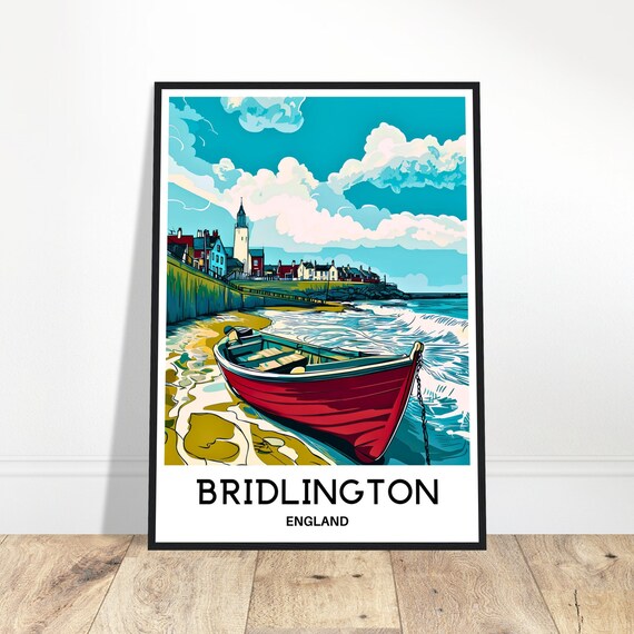Bridlington Travel Print Poster English Art England Lover Gift Wall Hanging Home Office Room Decor Town Illustration