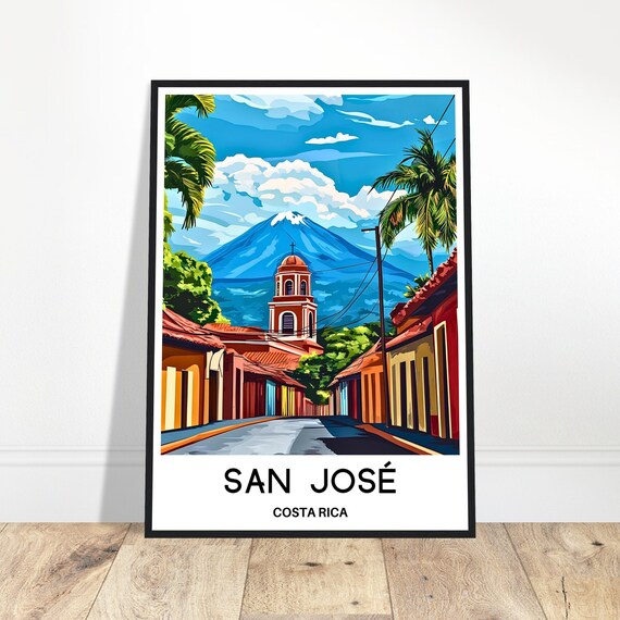 San Jose Travel Print Poster Costa Rican Art Rica Lover Gift Wall Hanging City Illustration Home Decor