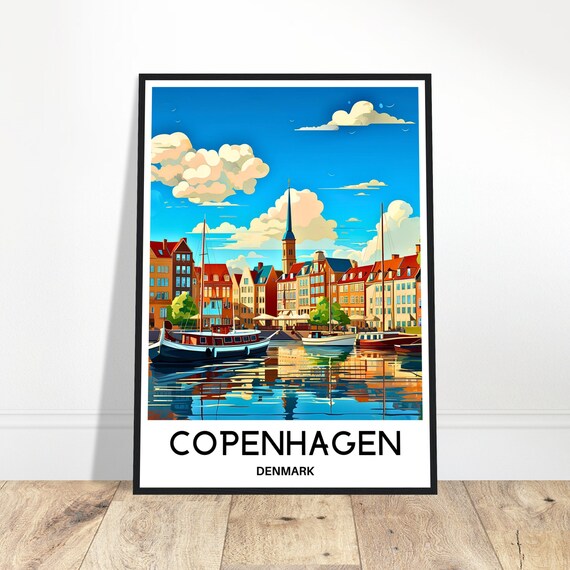 Copenhagen Travel Print Poster Denmark Art Lover Gift Wall Hanging Illustration Home Office Room Desk Decor