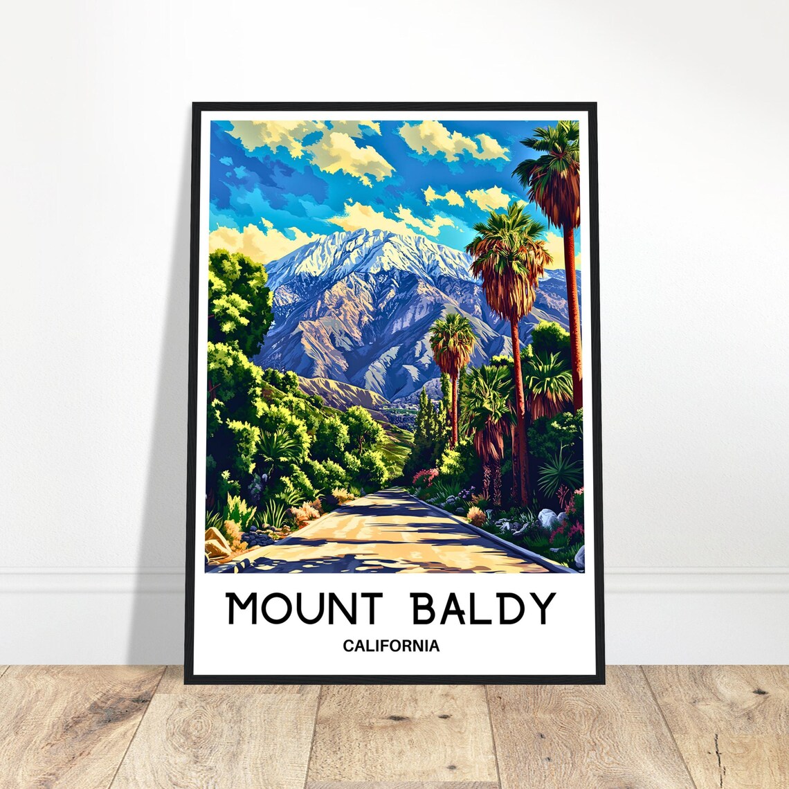 Mount Baldy Travel Print Poster Art Lover Gift Wall Hanging Home Office Decor Illustration
