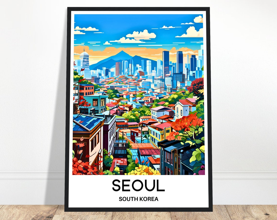 Seoul Travel Print Seoul Poster Korean Art Print South Korea Lover Gift Wall Hanging Art Home Office Decor Seoul City Illustration