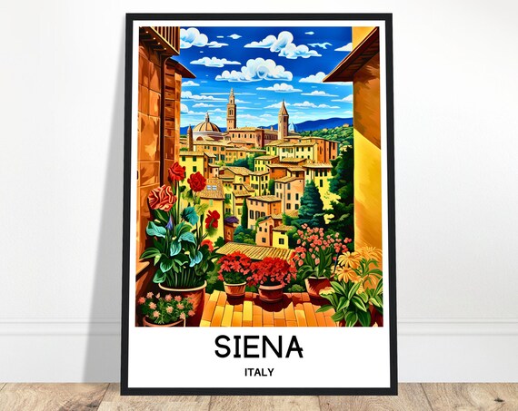 Siena Travel Print Poster Italian Art Italy Lover Gift Wall Hanging Home Office Desk Decor City Illustration