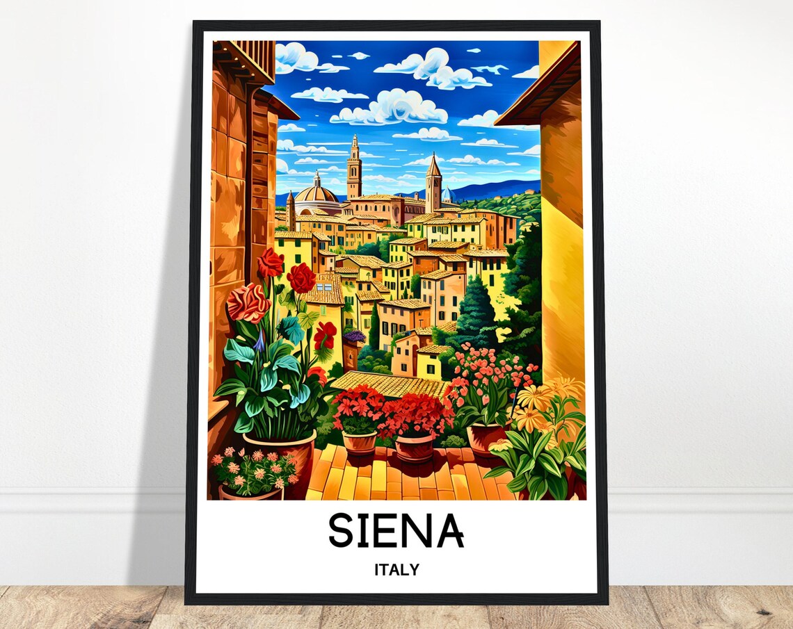 Siena Flower Terrace Overlooking Old Town Tuscany Italy Poster