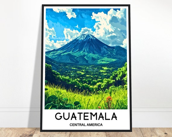 Guatemala Travel Print Poster Central America Lover Gift Wall Hanging Art Home Office Desk Decor Illustration