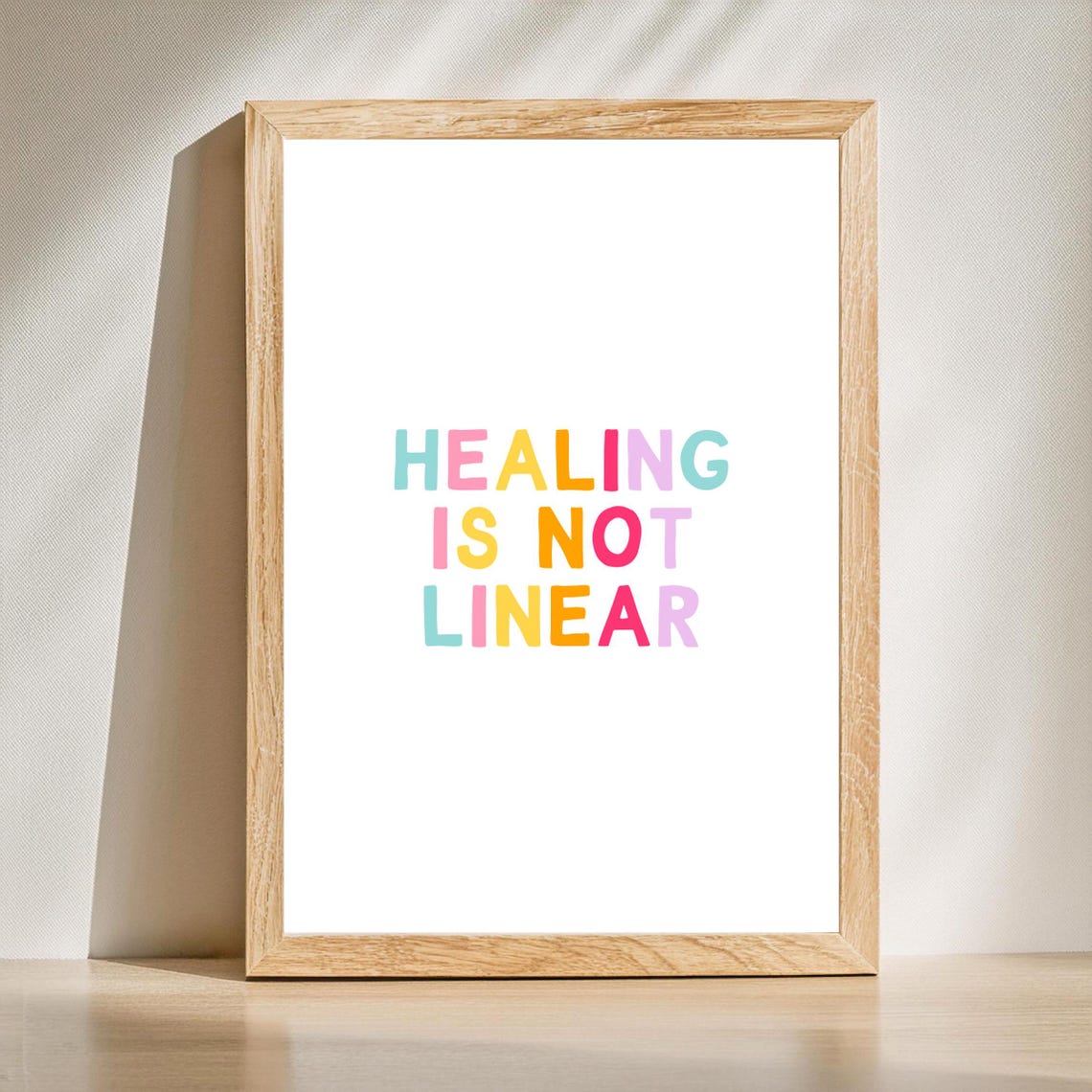 Healing Is Not Linear Colorful Block Letter Mental Health Poster