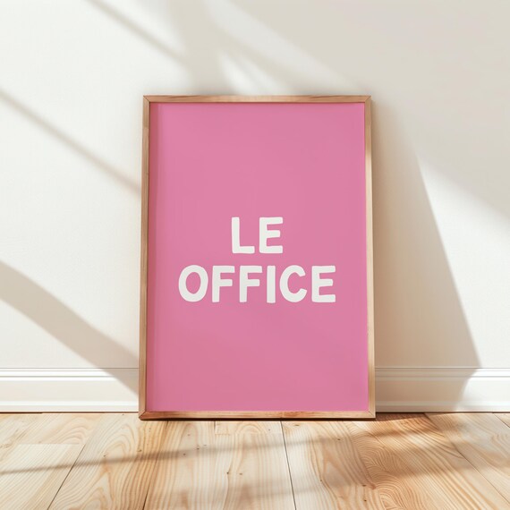 Le Office Pink Minimalist Typography Home Office Wall Decor Poster