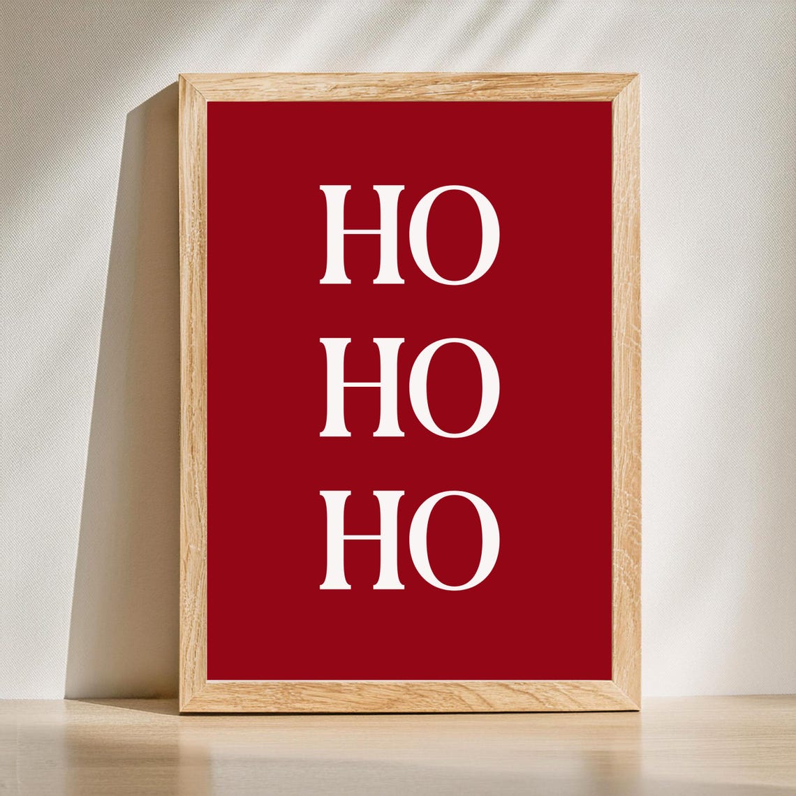 Ho Ho Ho Red Bold Typography Modern Christmas Holiday Wall Print