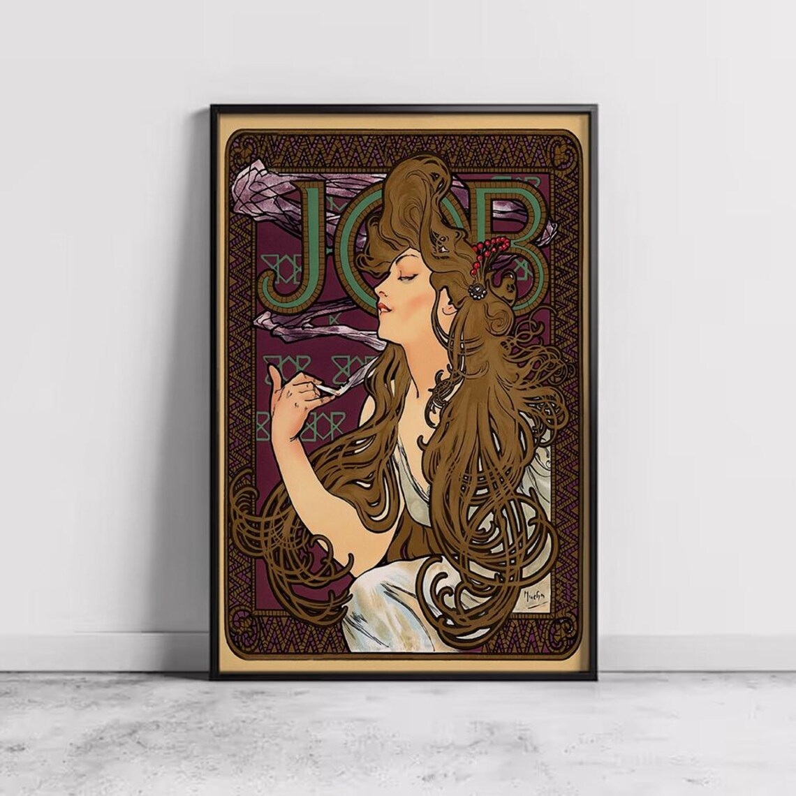 Job By Alphonse Mucha Art Nouveau Woman Cigarette Advertising Poster