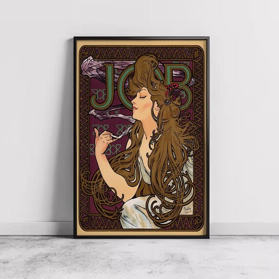 Job By Alphonse Mucha Art Nouveau Woman Cigarette Advertising Poster
