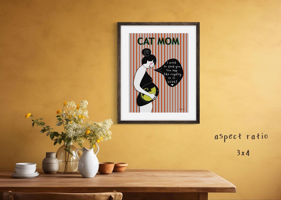 Cat Mom Wall Art, Kitty Mummy Mother's Day - Image 2