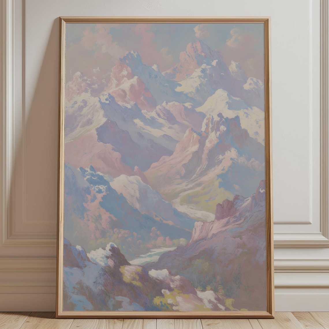 Dreamy Alpine Peaks Vintage Nature Art Print