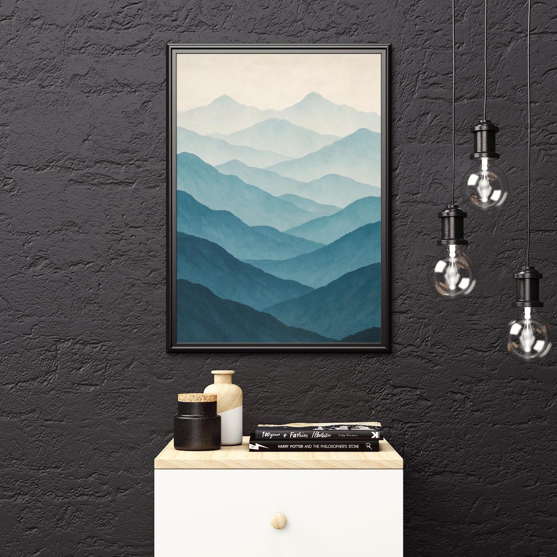 Blue Mountain Landscape Print Minimalist Home Decor