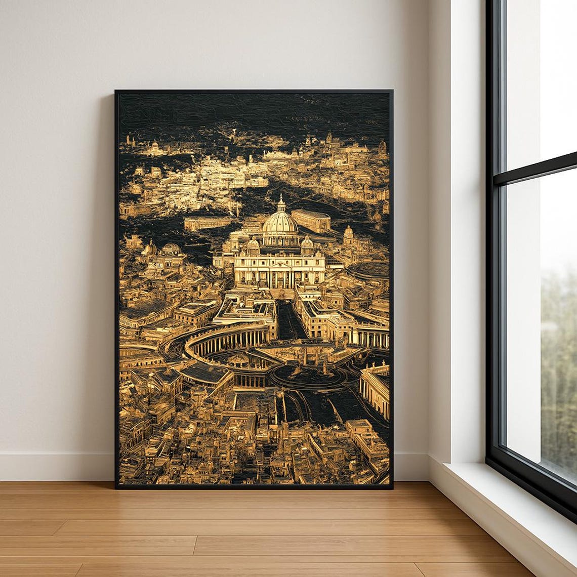 Vatican City St Peters Basilica Gold Relief Rome Landmark Poster