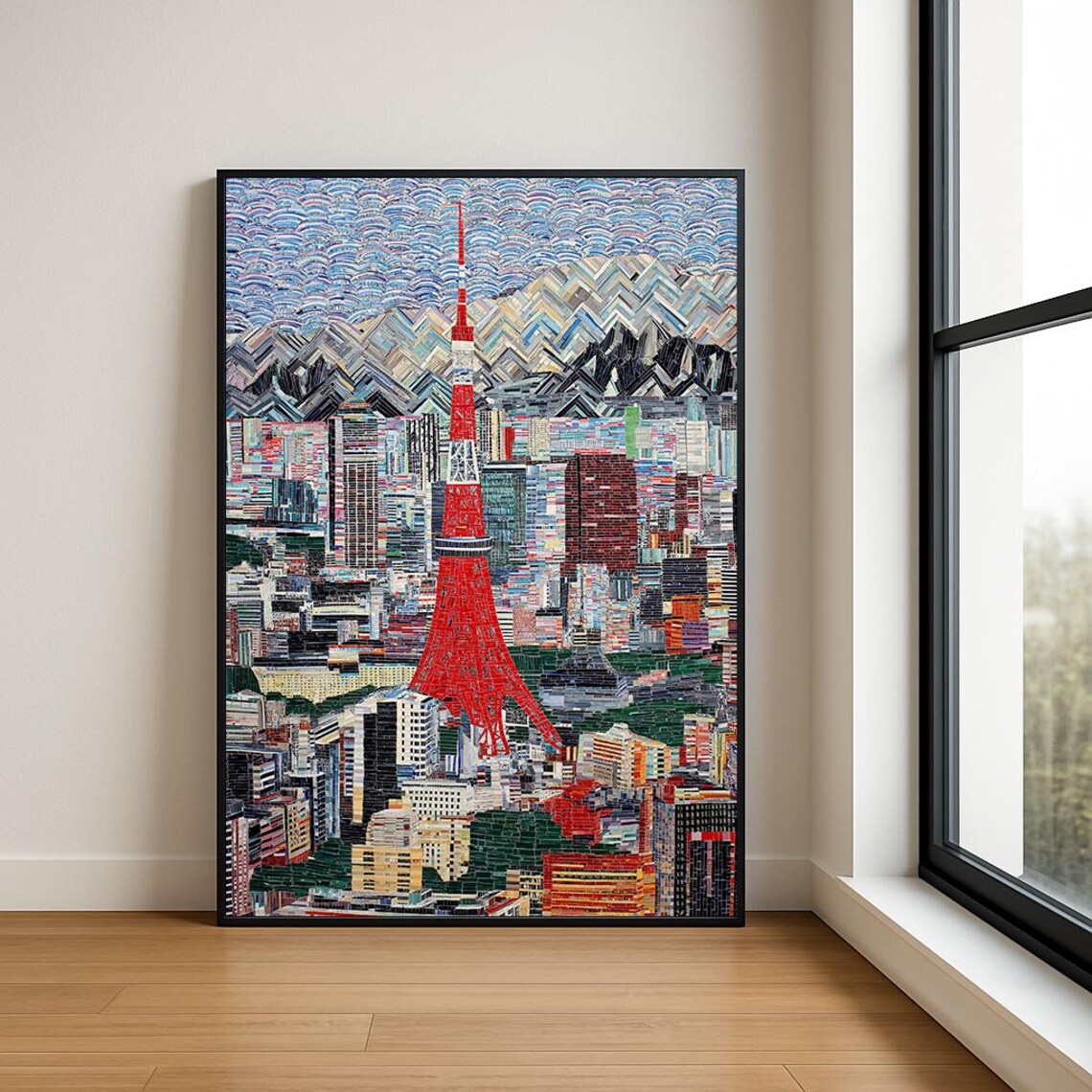 Tokyo Tower Japan Cityscape Collage Mosaic Landmark Art Poster