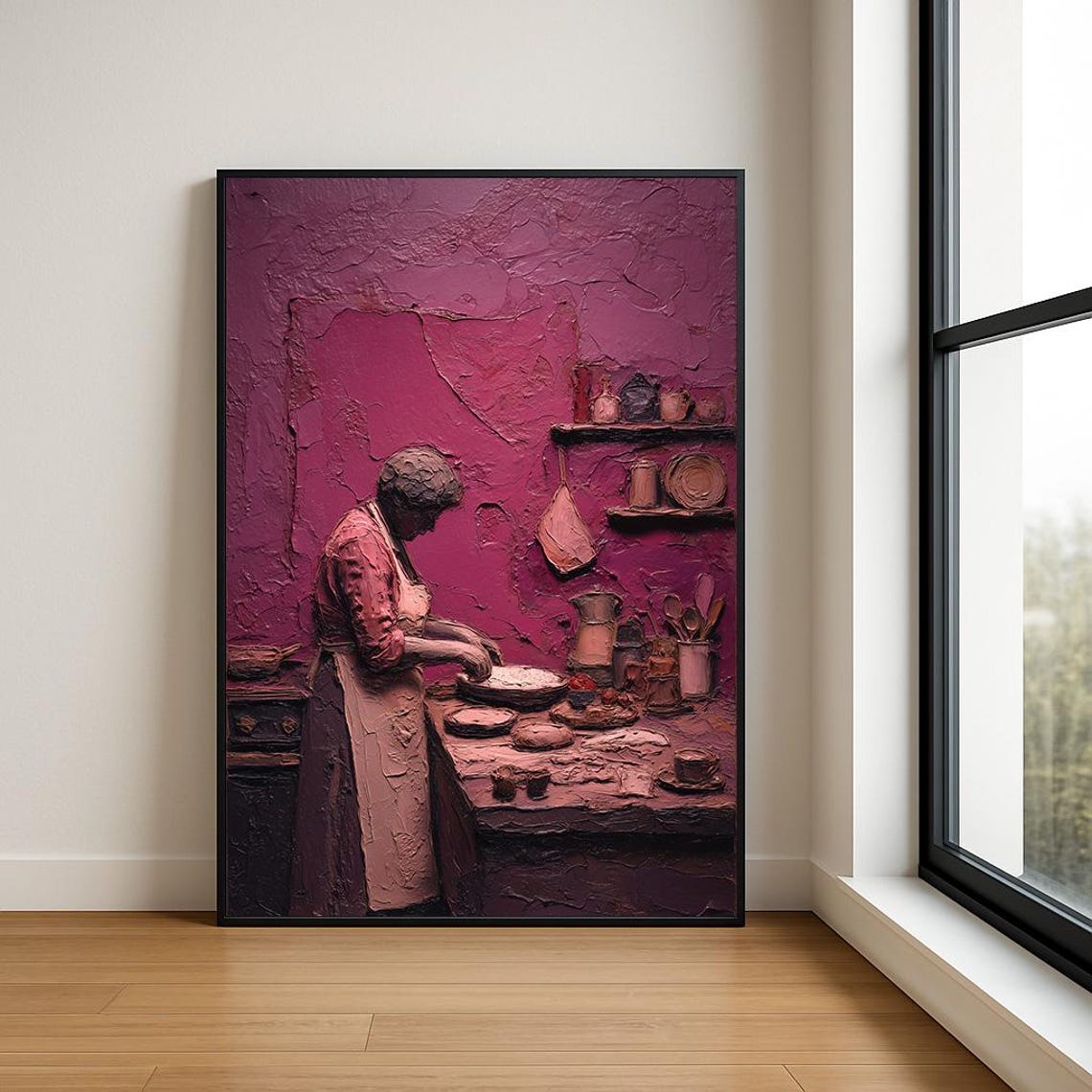 High Resolution Working Woman Oil Painting