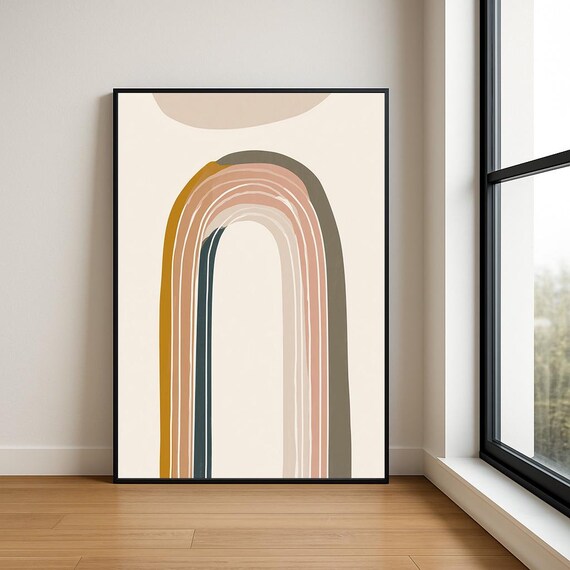 Japandi Warm Rainbow Arch Earth Tones Minimalist Modern Art Print