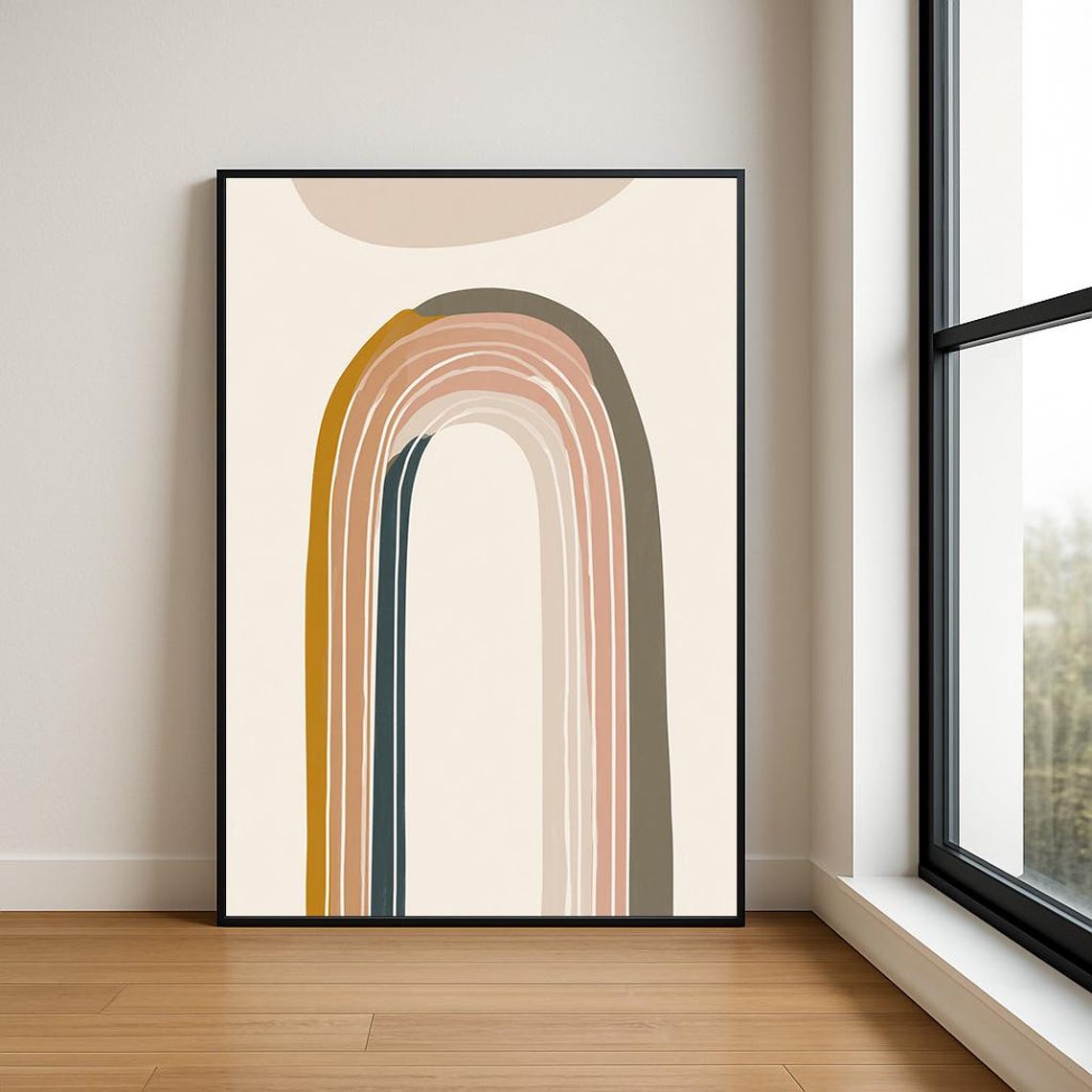 Japandi Warm Rainbow Arch Earth Tones Minimalist Modern Art Print