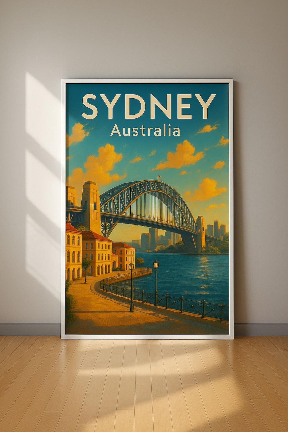 Sydney Australia Harbour Bridge Golden Hour Sunset Travel Poster