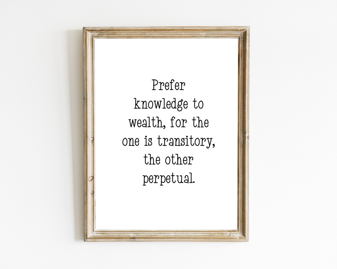 Socrates Prefer Knowledge to Wealth Transitory Perpetual Quote Wall Art - Image 2