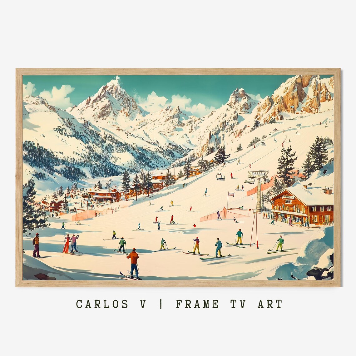 Winter Resort Ski Illustration, Scenic View Travel Poster