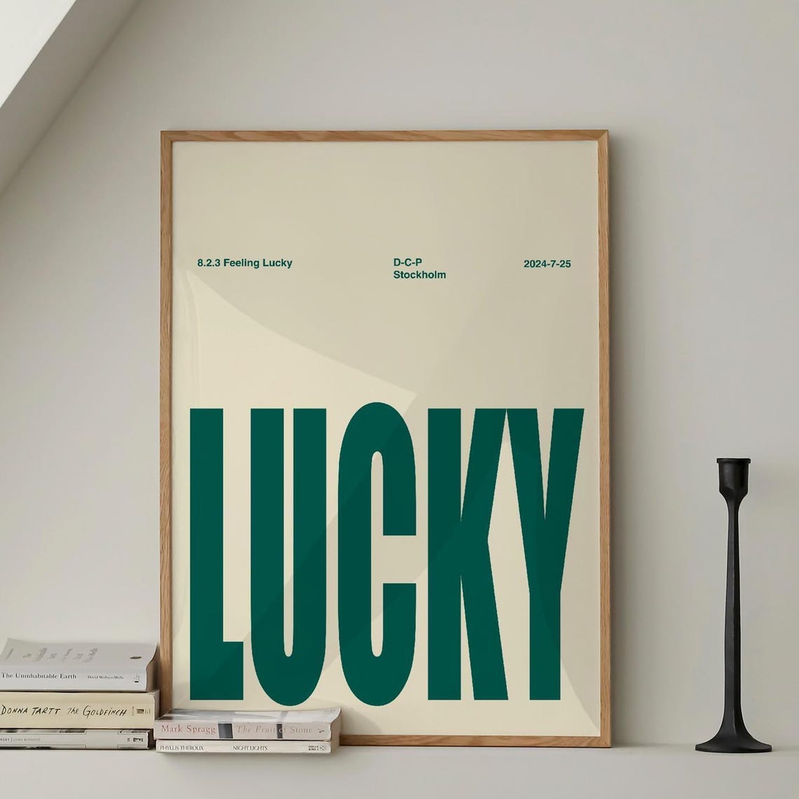 Lucky Bold Green Typography Retro Minimalist Stockholm Poster