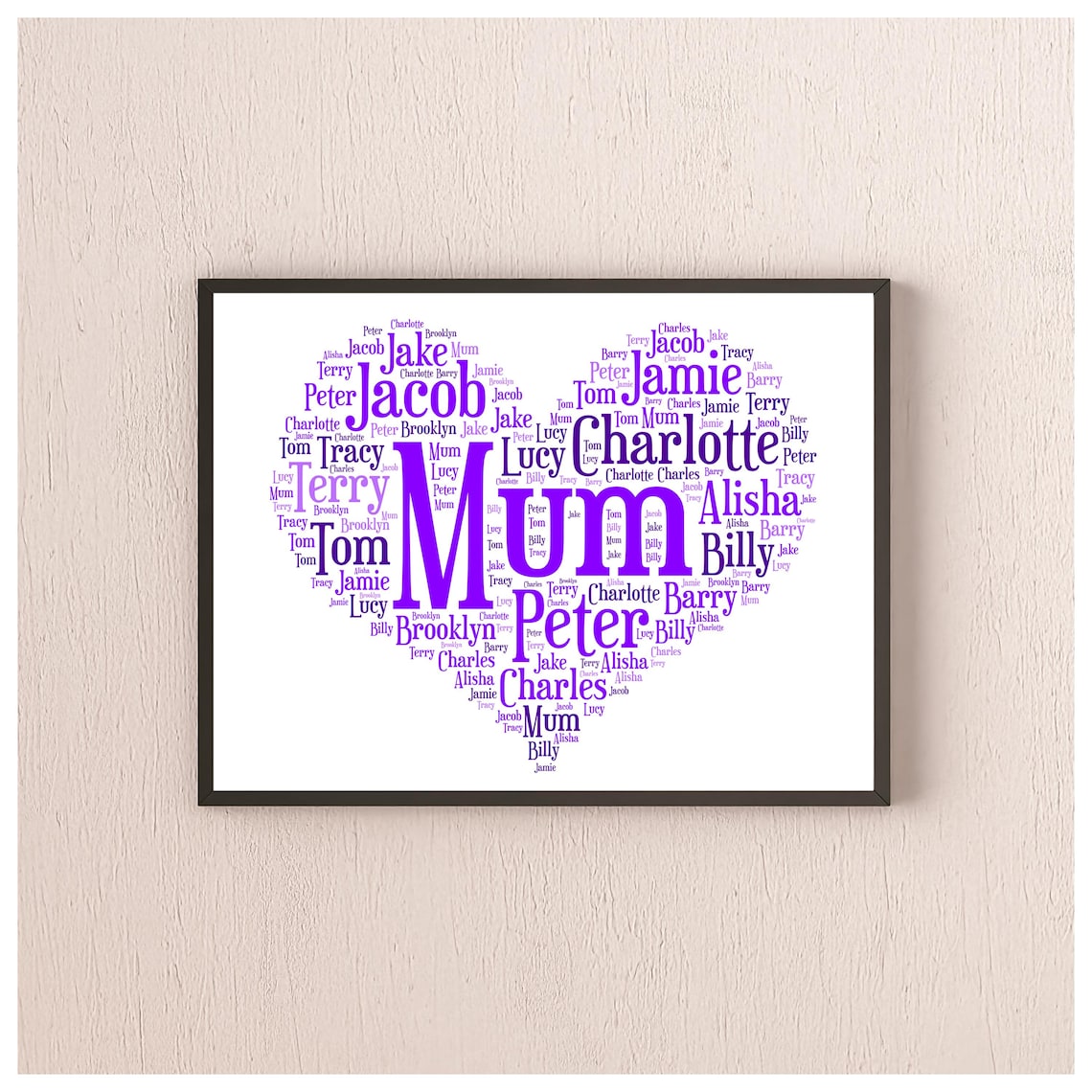Personalized Heart Word Cloud Wall Art Poster
