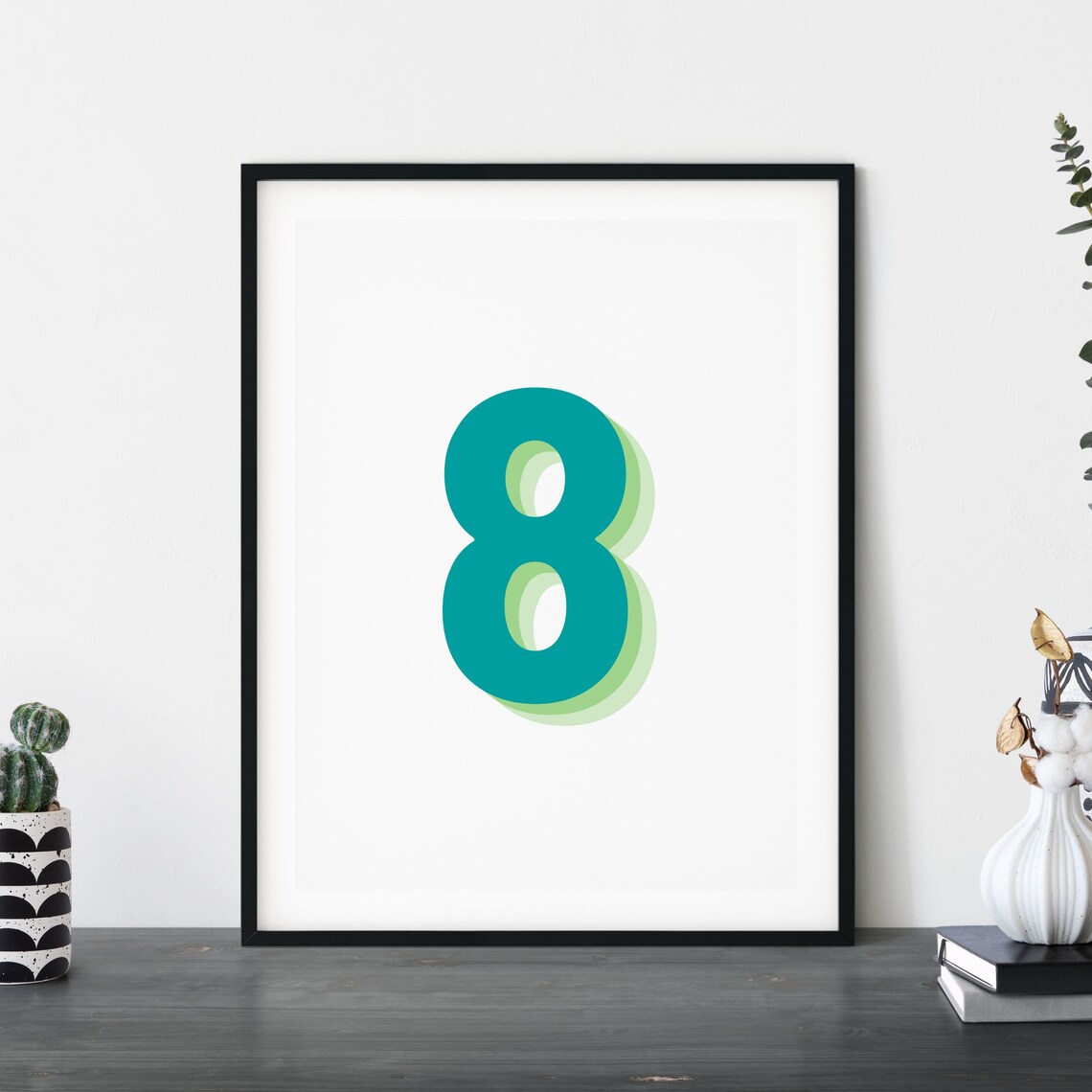 Retro 3D Number 8, Birthday Age Art Print - Image 5