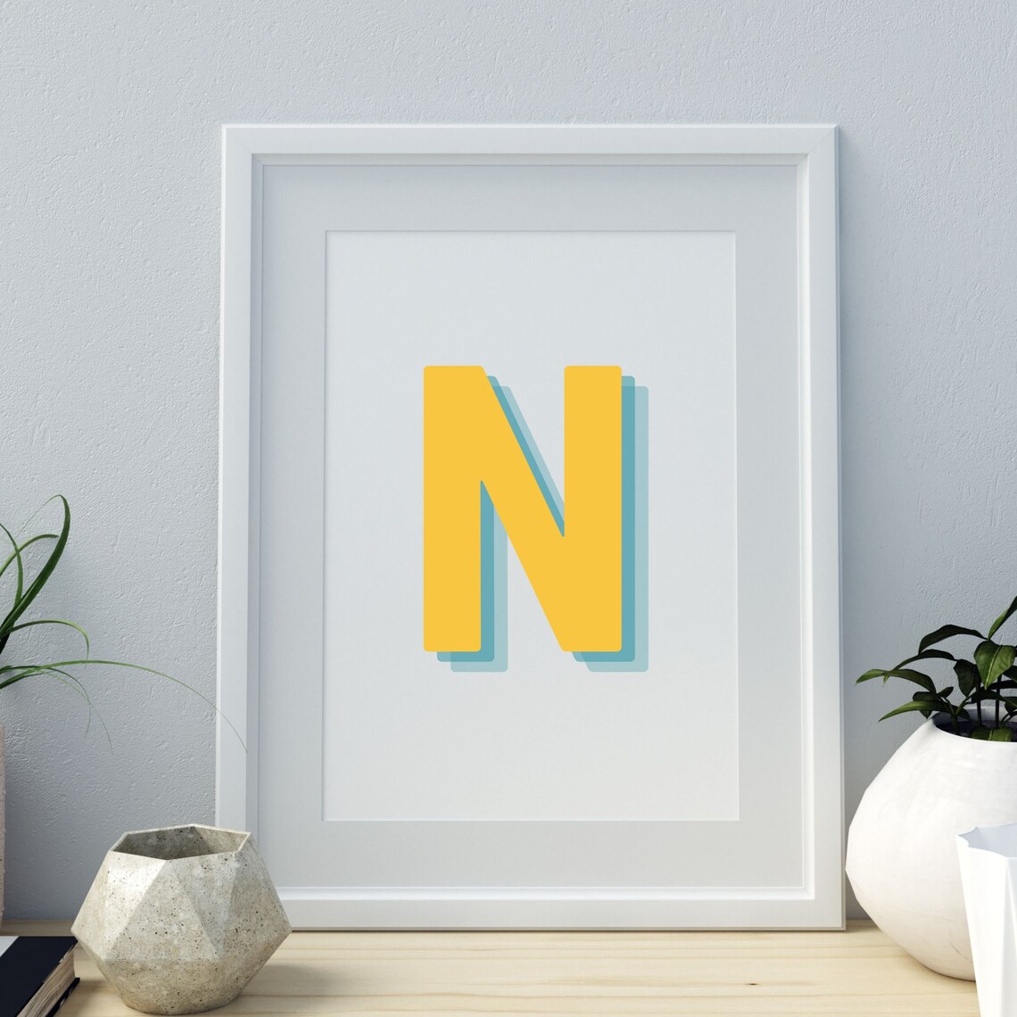 Retro 3D N Letter Monogram, Alphabet Print - Image 4