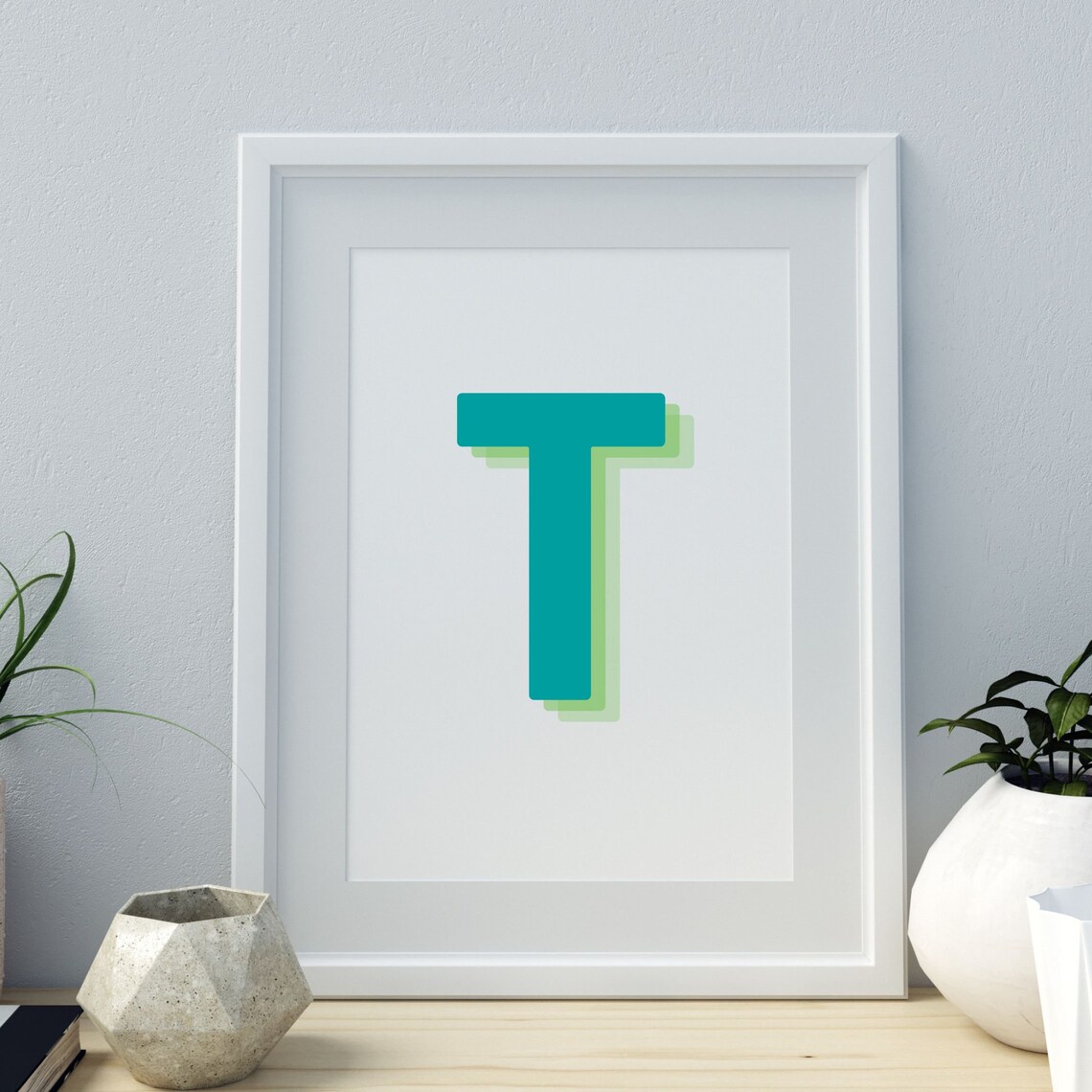 Retro 3D Letter T Monogram, Initial Poster - Image 3