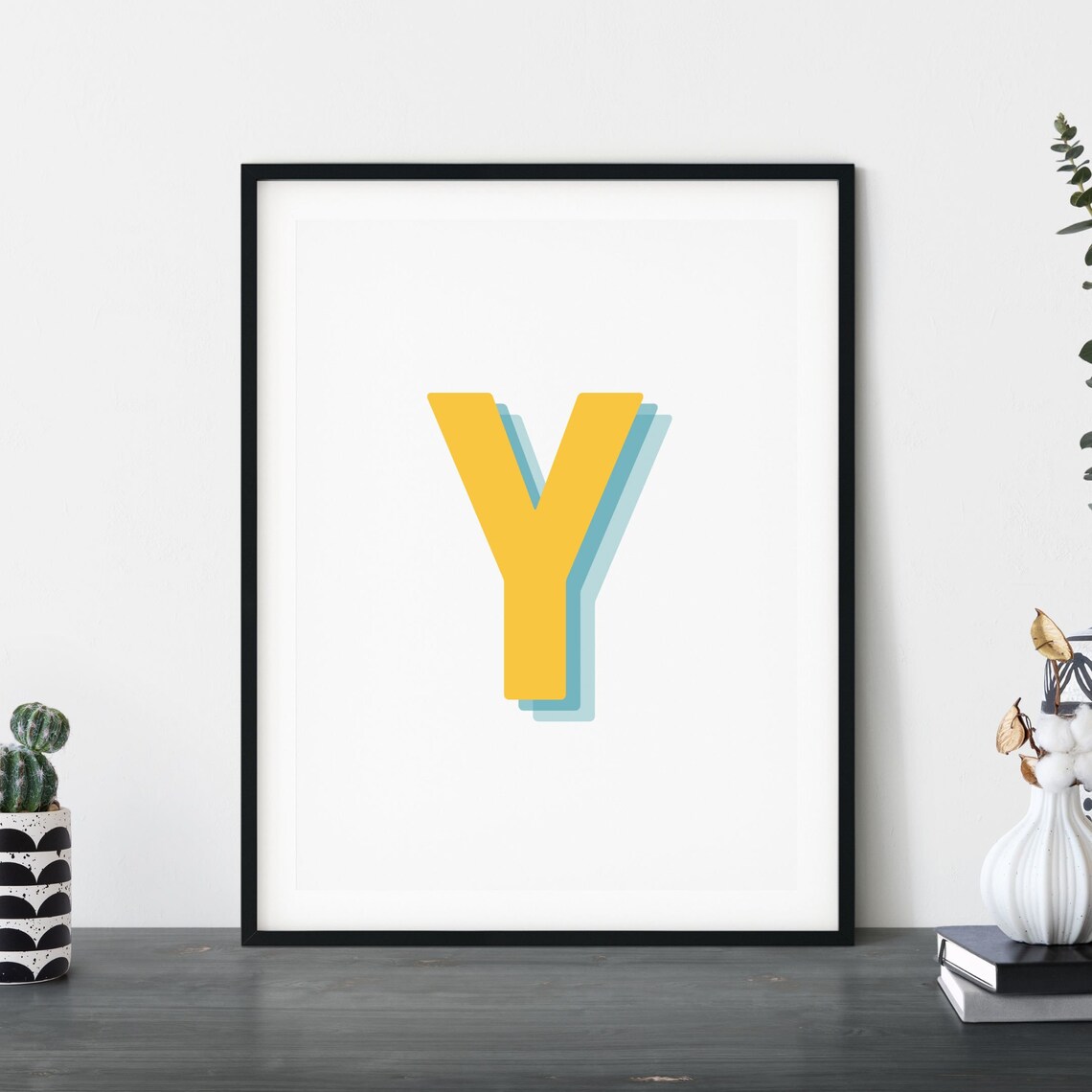 Retro 3D Y Letter Monogram Print, Baby Initial - Image 5