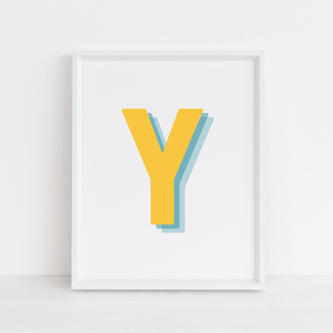 Retro 3D Y Letter Monogram Print, Baby Initial