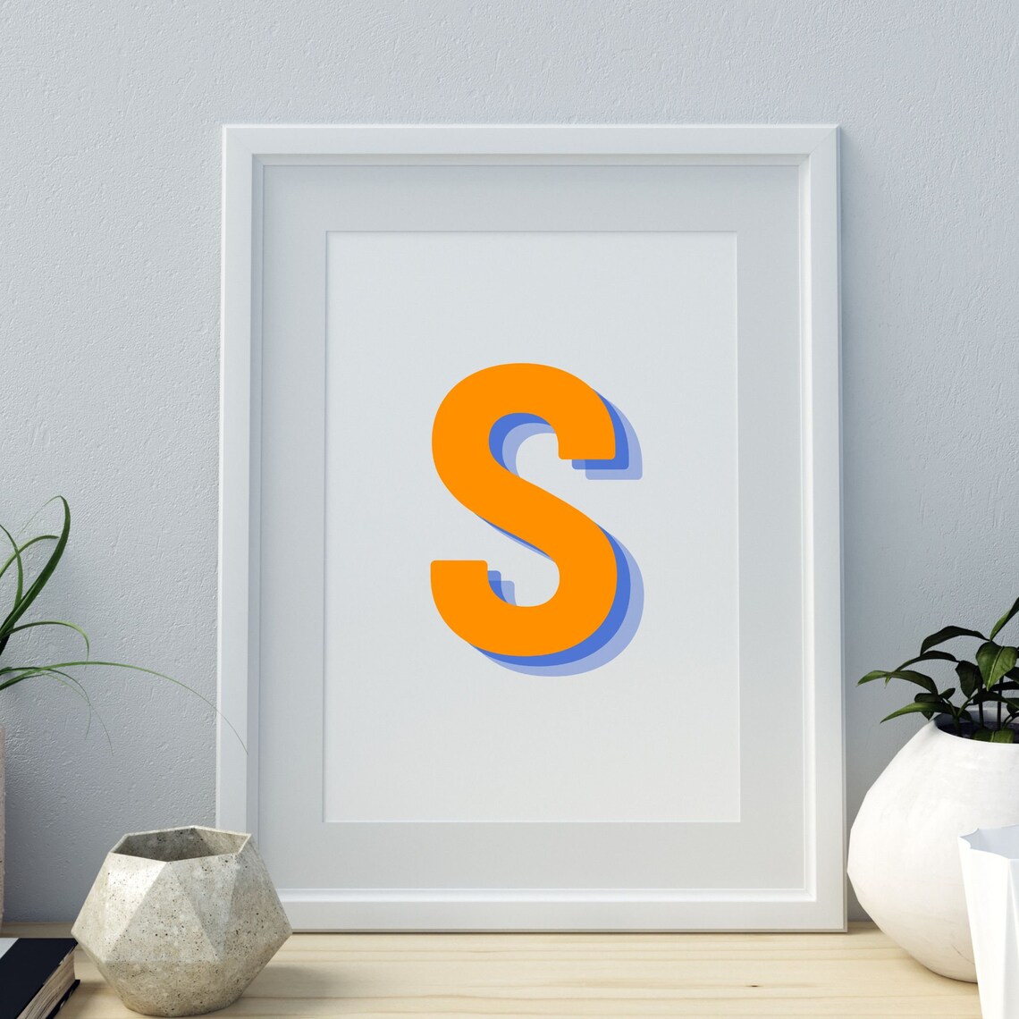 Retro 3D Letter S Monogram, Baby Letter Art - Image 4