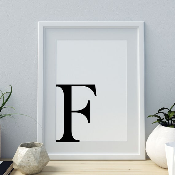 Letter F Print Minimalist Letter Art Monogram Letter Print Initial Alphabet Print Baby Letter Art Wall Art Home Decor
