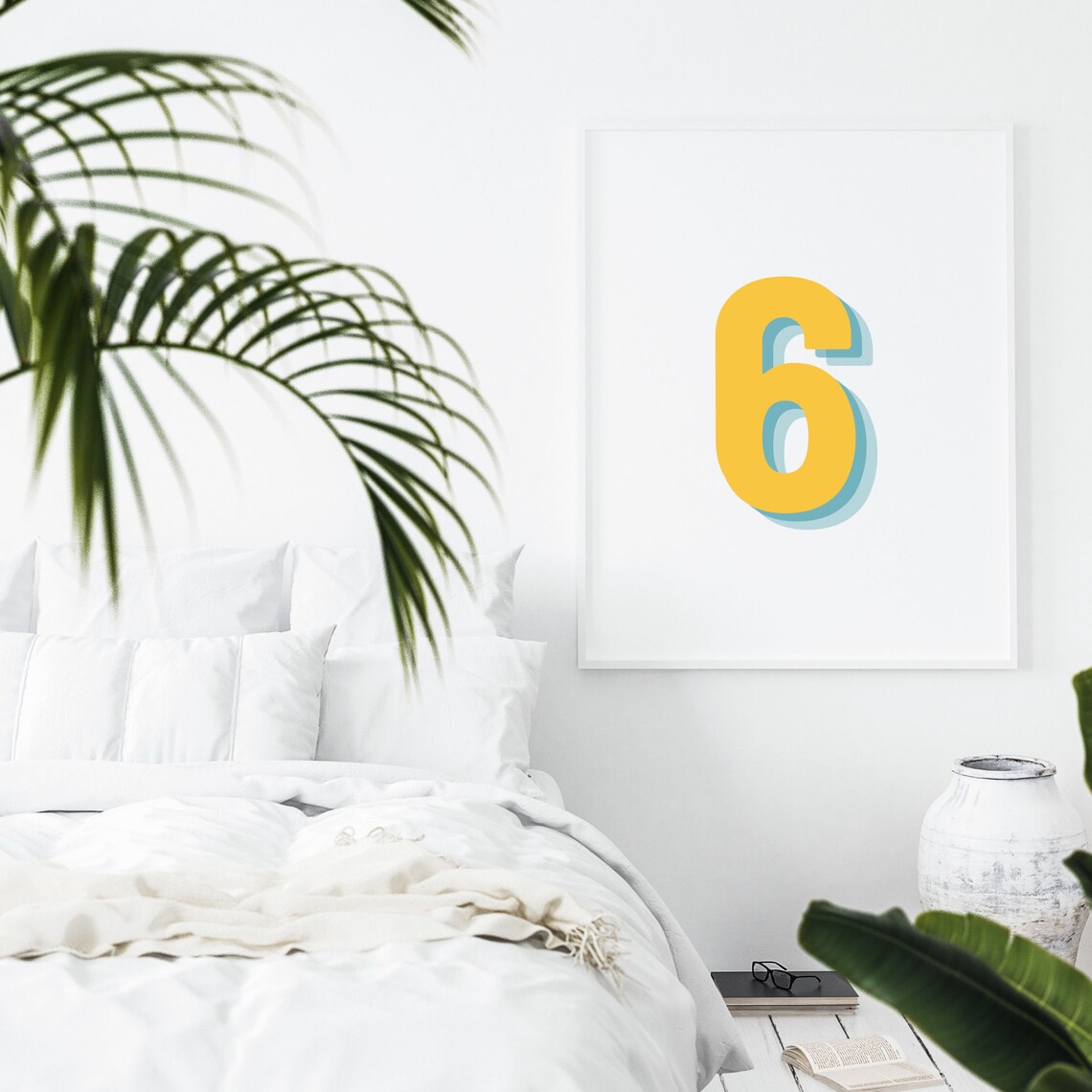 Retro 3D Number 6, Birthday Age Art Print - Image 2