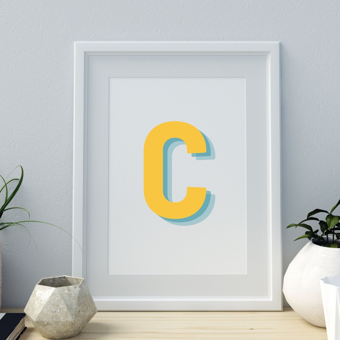 Retro 3D C Letter Monogram Alphabet Print - Image 3